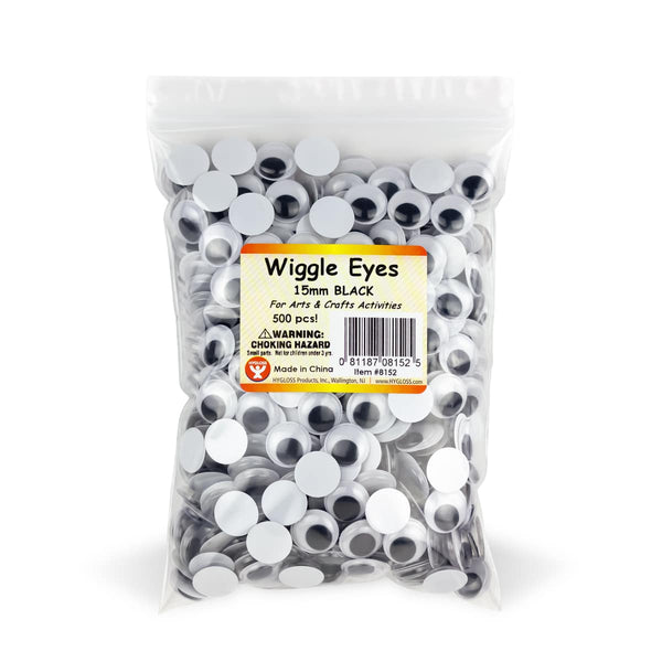 Wiggle Eyes - Paste On, 15 mm Black, 500