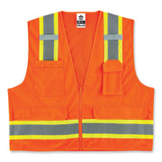 Ergodyne 8248Z Type R Class 2 Two-Tone Surveyors Vest, Large/Extra Large, Zipper Closure, Poly Mesh, Orange, Pocket, Mic Tab, Reflective, 1 Each