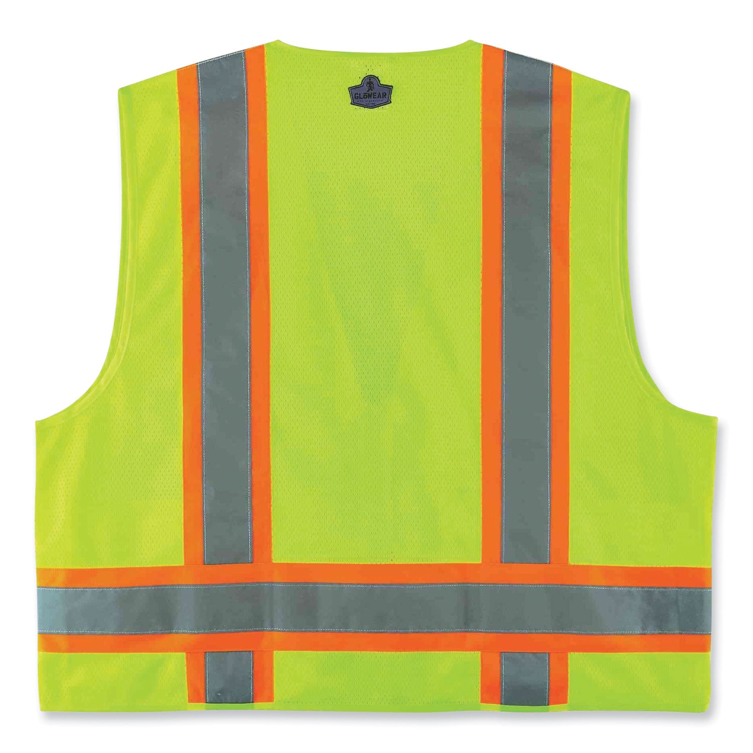 GloWear 8248Z Class 2 Two-Tone Surveyors Zipper Vest, Polyester, Small/Medium, Lime