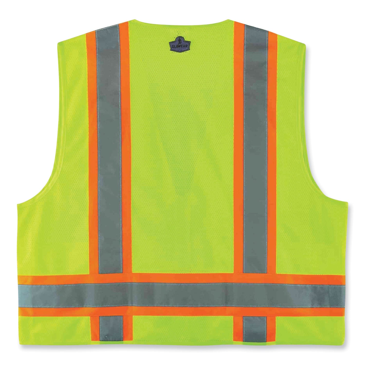 GloWear 8248Z Class 2 Two-Tone Surveyors Zipper Vest, Polyester, 2X-Large/3X-Large, Lime