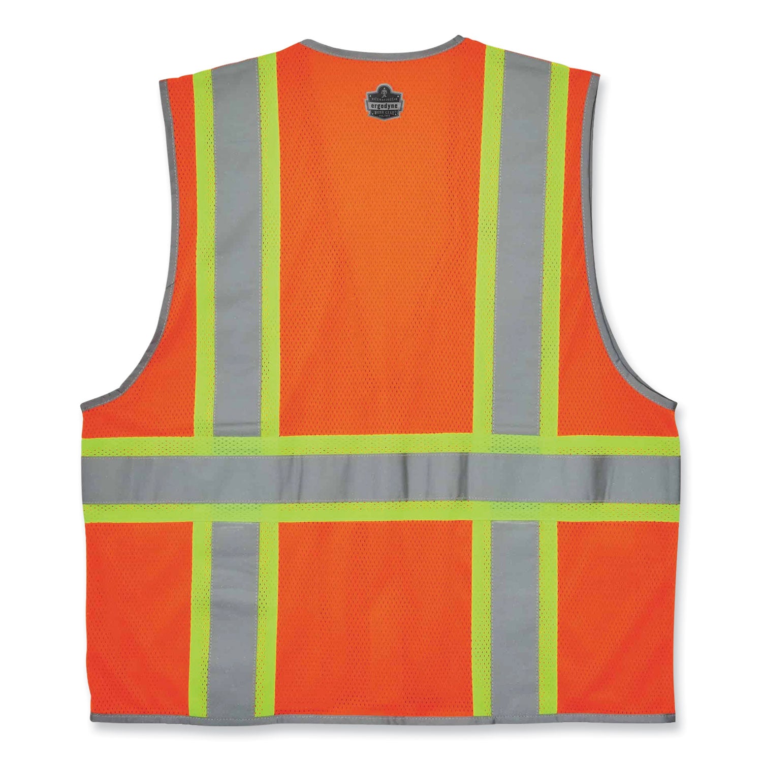 Ergodyne 8246Z Two-Tone Mesh Vest, Type R Class 2, Small/Medium, Zipper Closure, Orange, Machine Washable, Mic Tab, Reflective Strip, Breathable, Lightweight, Badge Holder, Reflective Piping, High Visibility, 1 Each