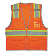 Ergodyne 8246Z Two-Tone Mesh Vest, Type R Class 2, Small/Medium, Zipper Closure, Orange, Machine Washable, Mic Tab, Reflective Strip, Breathable, Lightweight, Badge Holder, Reflective Piping, High Visibility, 1 Each