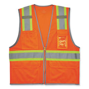 Ergodyne 8246Z Two-Tone Mesh Safety Vest, Type R Class 2, Large/Extra Large, Zipper Closure, Orange, Reflective Striping, Machine Washable, Breathable, Lightweight, Badge Holder, 1 Each