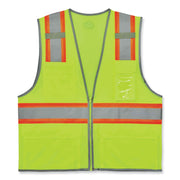 Ergodyne 8246Z Two-Tone Mesh Vest, Type R Class 2, Small/Medium, Zipper Closure, Lime, Machine Washable, Mic Tab, Reflective Strip, Breathable, Lightweight, Badge Holder, Reflective Piping, High Visibility, 1 Each
