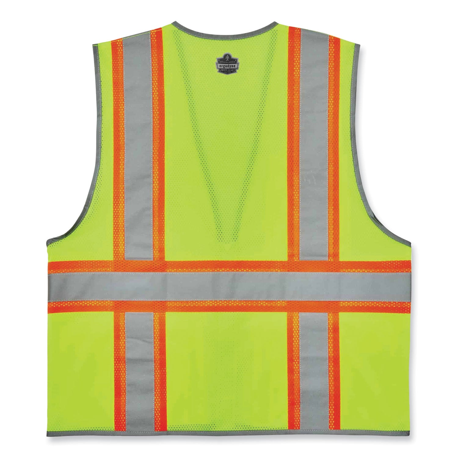 Ergodyne 8246Z Two-Tone Mesh Vest, Type R Class 2, Large/Extra Large, Zipper Closure, Lime, Machine Washable, Reflective Striping, Badge Holder, Mic Tab, Interior Pocket, 1 Each
