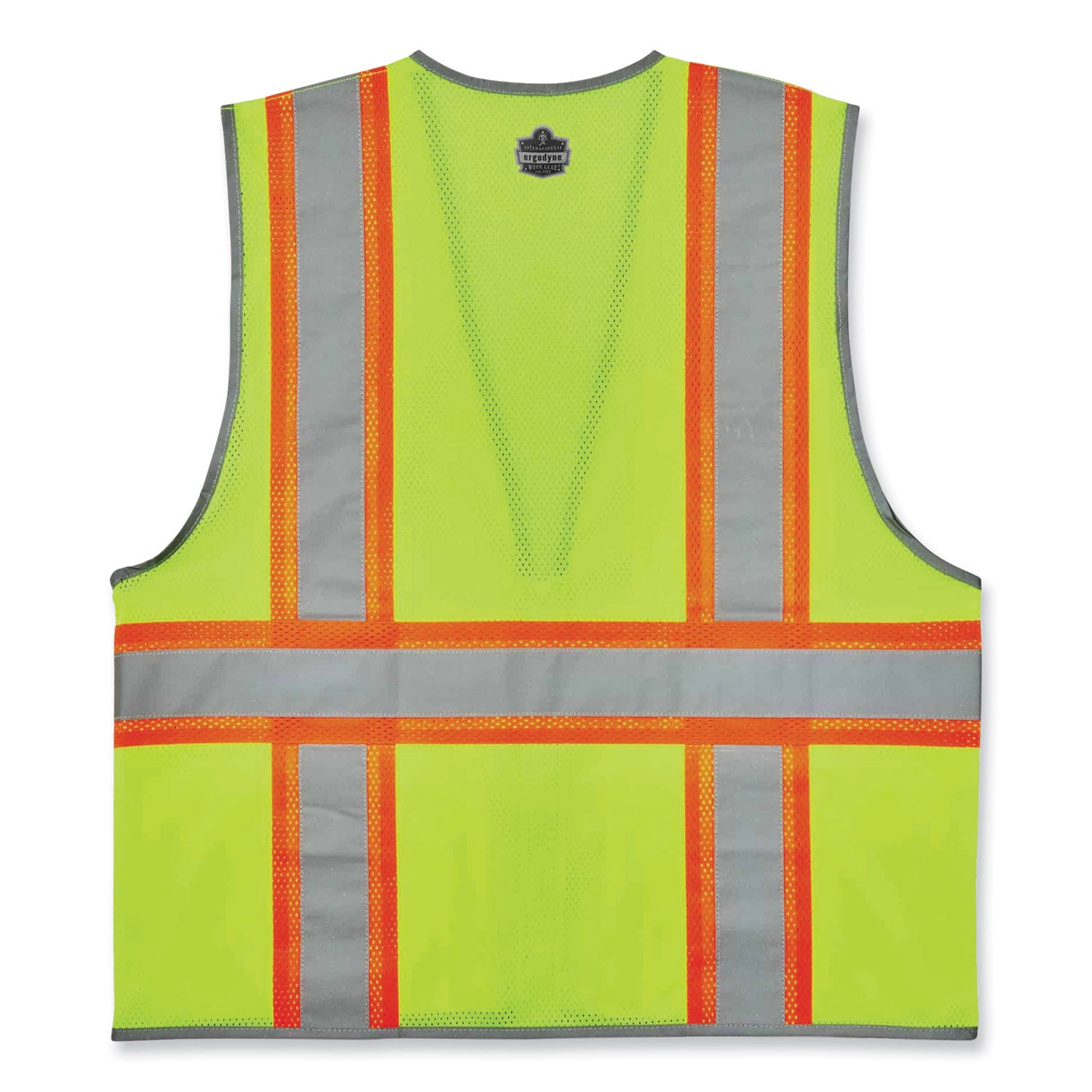 Ergodyne 8246Z Two-Tone Mesh Vest, Type R Class 2, 4XL/5XL, Zipper Closure, Lime, Machine Washable, Mic Tab, Reflective Strip, Breathable, Lightweight, Badge Holder, Reflective Piping, Interior Pocket, 1 Each