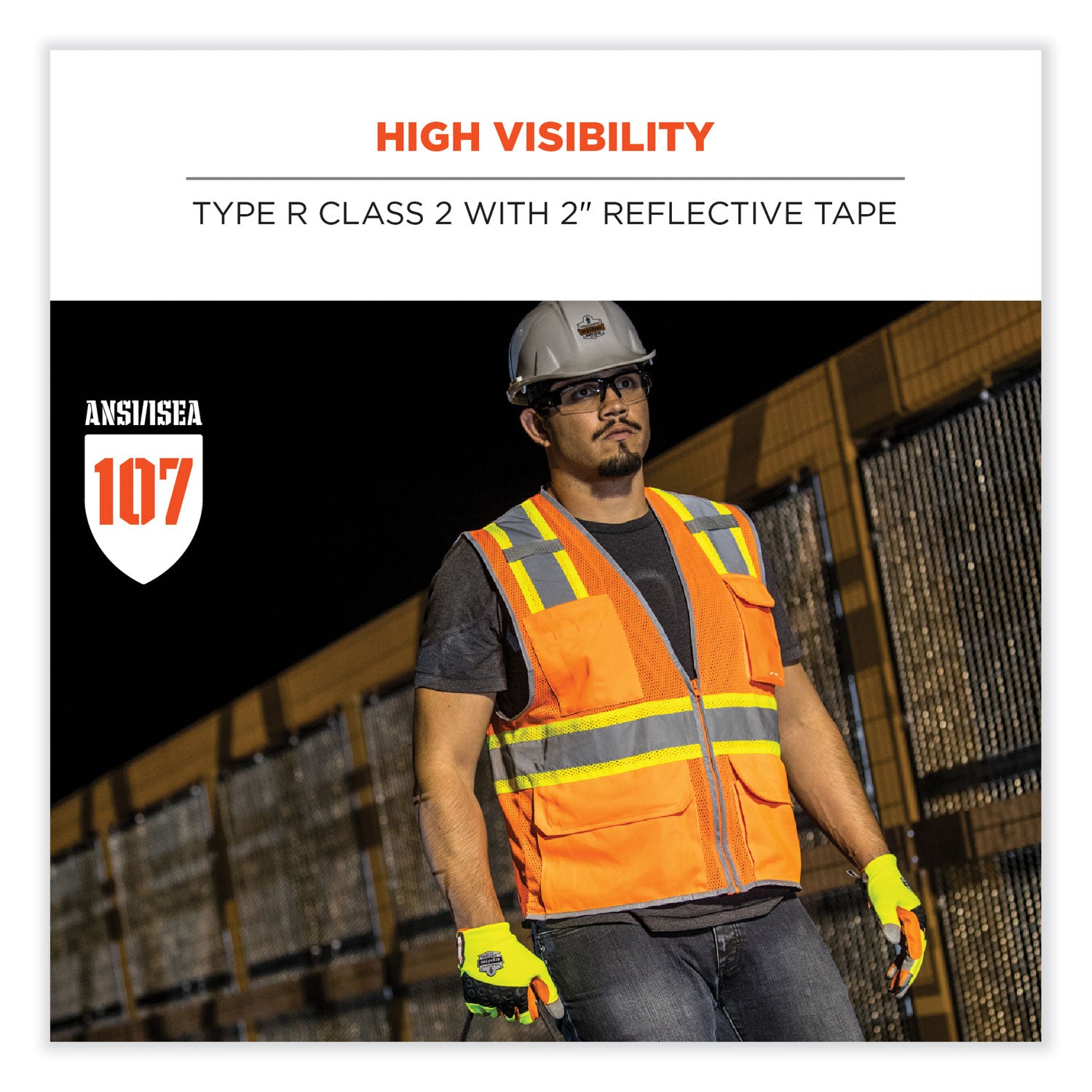 Ergodyne 8246Z Two-Tone Mesh Vest, Type R Class 2, 4XL/5XL, Zipper Closure, Lime, Machine Washable, Mic Tab, Reflective Strip, Breathable, Lightweight, Badge Holder, Reflective Piping, Interior Pocket, 1 Each