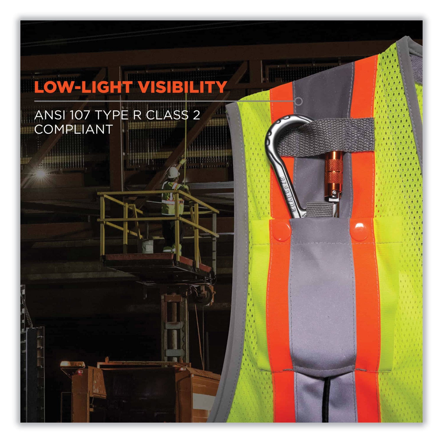 Ergodyne 8231TV Hi-Vis Tool Tethering Safety Vest, Type R Class 2, 2XL/3XL, Lime, Chest Pocket, Retractable Pocket, includes 2 Coil Lanyards and 1 Retractable Lanyard, 1 Each