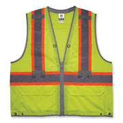 Ergodyne 8231TV Hi-Vis Tool Tethering Safety Vest, Type R Class 2, Lime, 4XL/5XL, Chest Pocket, Retractable Pocket, Includes 2 Coil Lanyards & 1 Retractable Lanyard, 1 Each