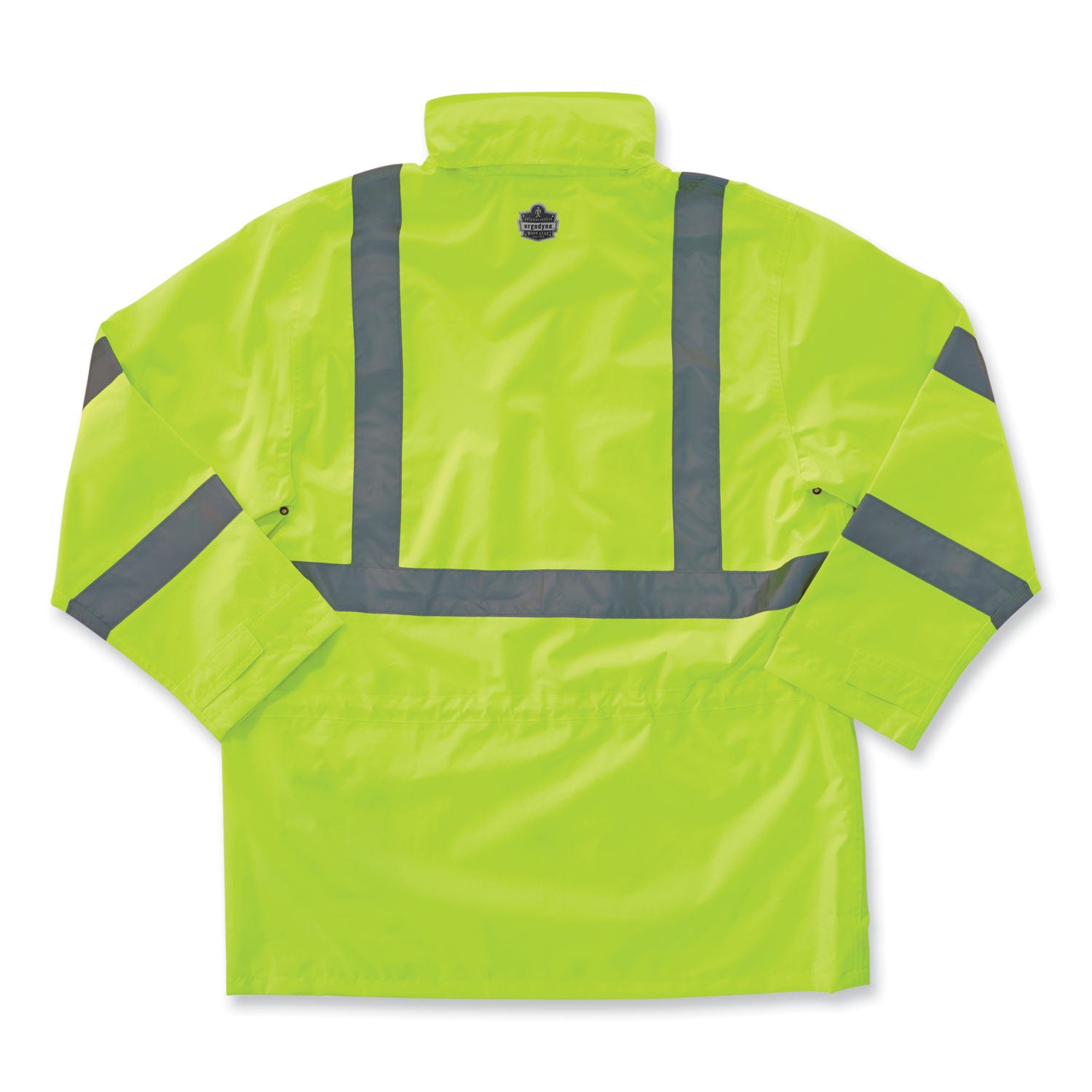 Ergodyne 8365 Type R Class 3 Hi-Vis Rain Jacket, Extra Large, Lime, Waterproof, Breathable, Reflective, Inset Hood, Drawstring Closure, Multiple Pockets, 1 Each