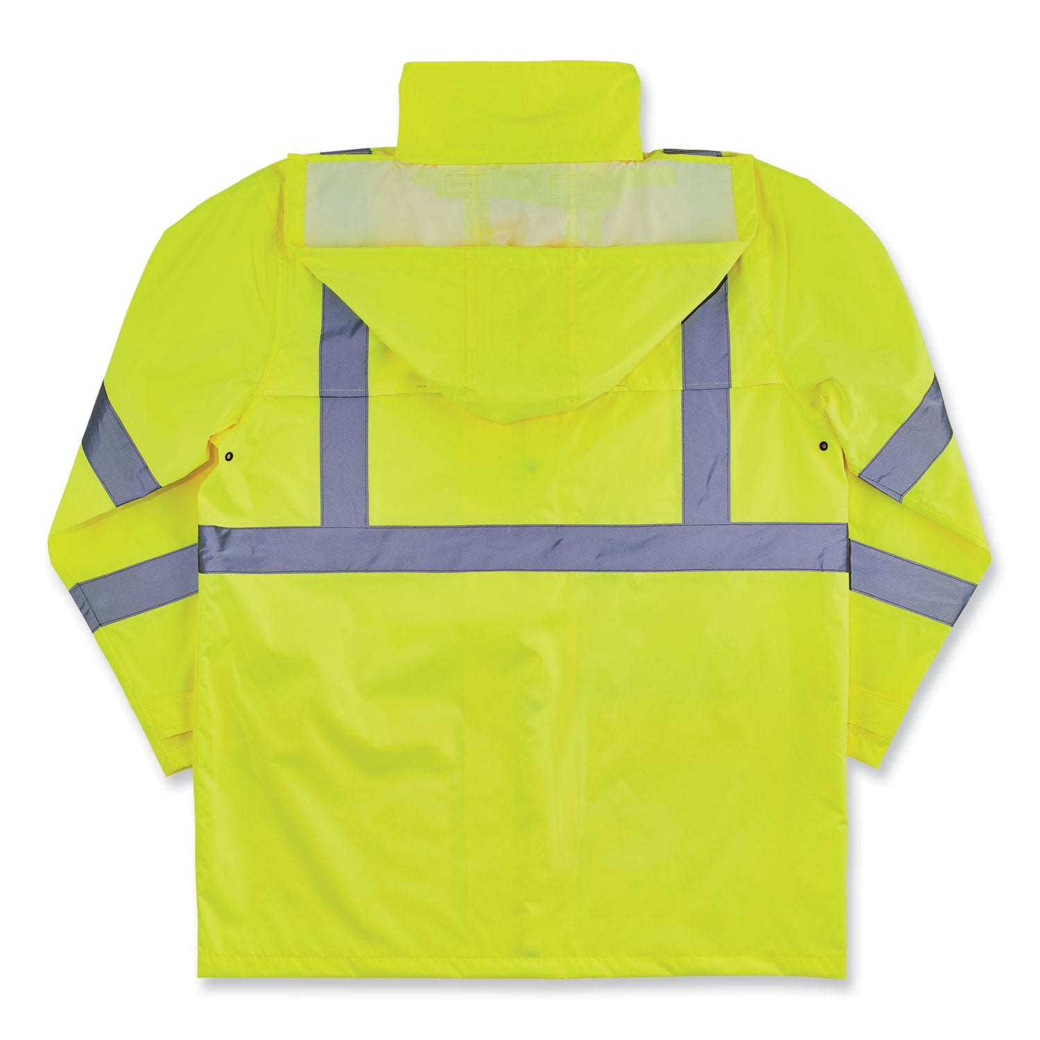 Ergodyne 8366 Lightweight Hi-Vis Rain Jacket, Type R Class 3, Small, Lime, Polyurethane/150D Oxford Polyester, Hook & Loop Wrist, Drawstring Closure, 1 Each