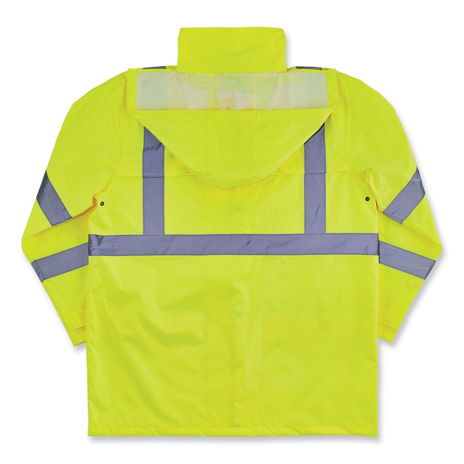 Ergodyne 8366 Lightweight Hi-Vis Rain Jacket, Type R Class 3, Large, Lime, Polyurethane/150D Oxford Polyester, Waterproof, Reflective, Adjustable Hook & Loop Wrist, Drawstring Closure, 1 Each