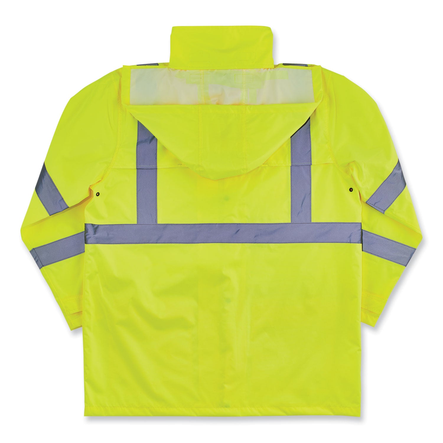 Ergodyne 8366 Lightweight Hi-Vis Rain Jacket, Type R Class 3, 3X-Large, Lime, Polyurethane/150D Oxford Polyester, Hook & Loop Wrist, Drawstring Closure, Machine Washable, Waterproof, 1 Each