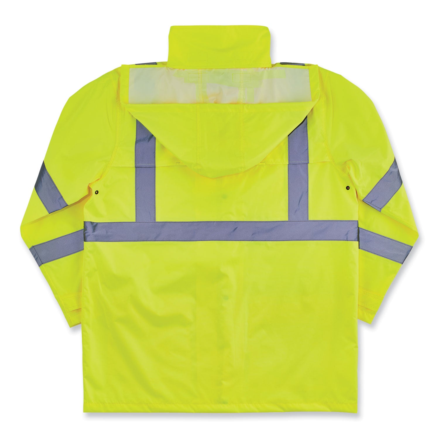 Ergodyne 8366 Lightweight Hi-Vis Rain Jacket, Type R Class 3, Lime, 4X-Large, Polyurethane/150D Oxford Polyester, Hook & Loop Wrist, Drawstring Closure, 1 Each