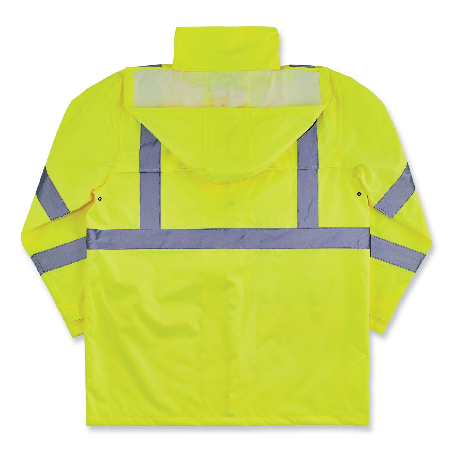 Ergodyne 8366 Lightweight Hi-Vis Rain Jacket, Type R Class 3, Lime, 5X-Large, Polyurethane/150D Oxford Polyester, Hook & Loop Wrist, Drawstring Closure, 1 Each