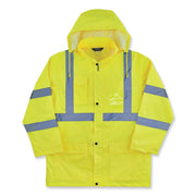 Ergodyne 8366 Lightweight Hi-Vis Rain Jacket, Type R Class 3, Lime, 5X-Large, Polyurethane/150D Oxford Polyester, Hook & Loop Wrist, Drawstring Closure, 1 Each