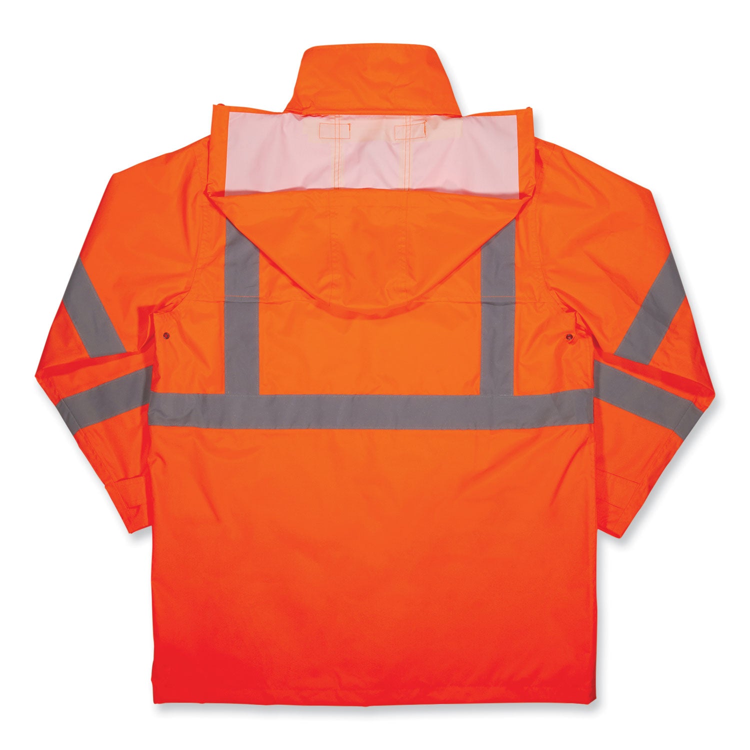 Ergodyne 8366 Lightweight Hi-Vis Rain Jacket, Type R Class 3, Large, Orange, Polyurethane/150D Oxford Polyester, Hook & Loop Wrist, Drawstring Closure, 1 Each