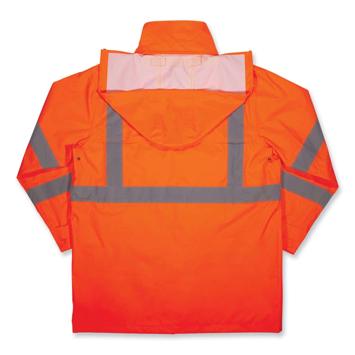 Ergodyne 8366 Lightweight Hi-Vis Rain Jacket, Type R Class 3, Extra Large, Orange, Polyurethane/150D Oxford Polyester, Hook & Loop Wrist, Drawstring Closure, 1 Each
