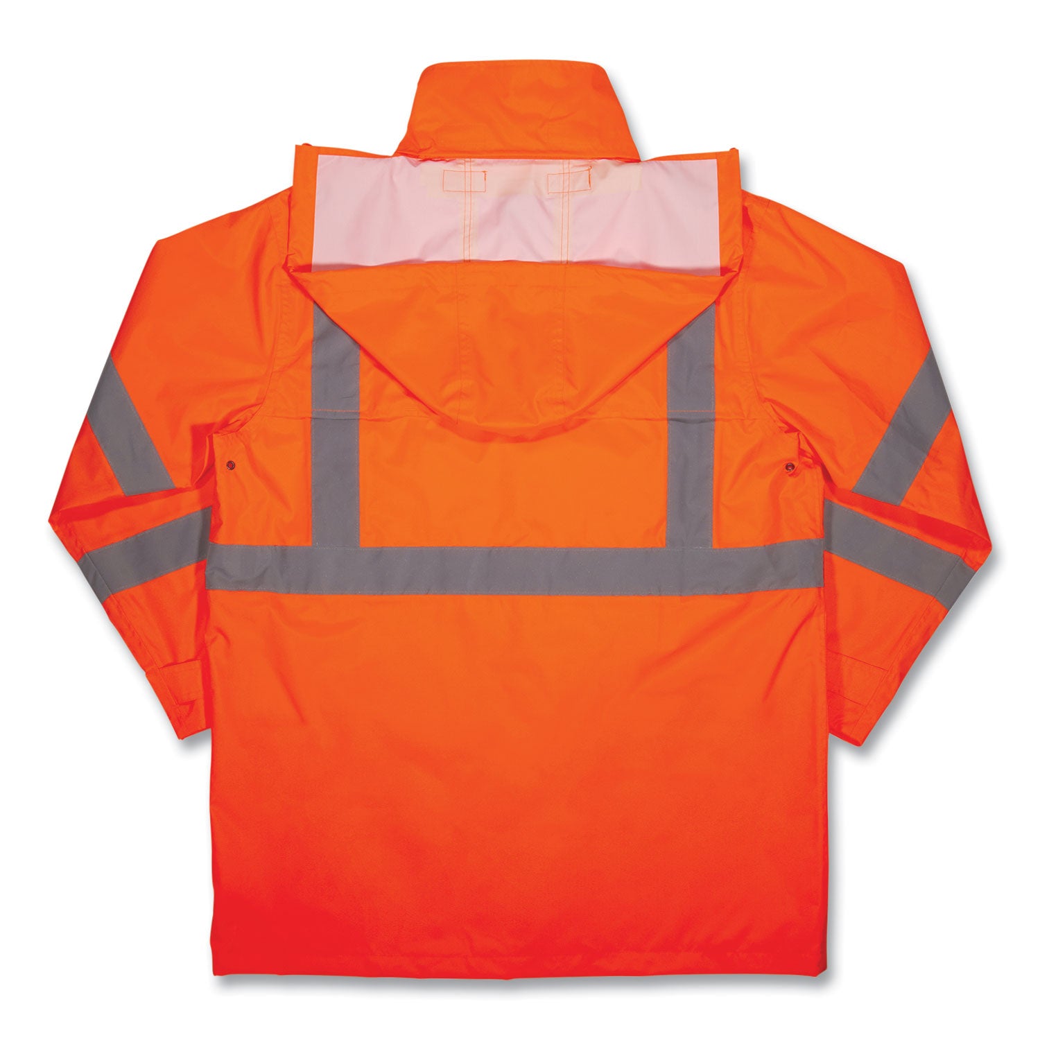 Ergodyne 8366 Lightweight Hi-Vis Rain Jacket, Type R Class 3, 3X-Large, Orange, Polyurethane/150D Oxford Polyester, Hook & Loop Wrist, Drawstring Closure, Machine Washable, Waterproof, 1 Each