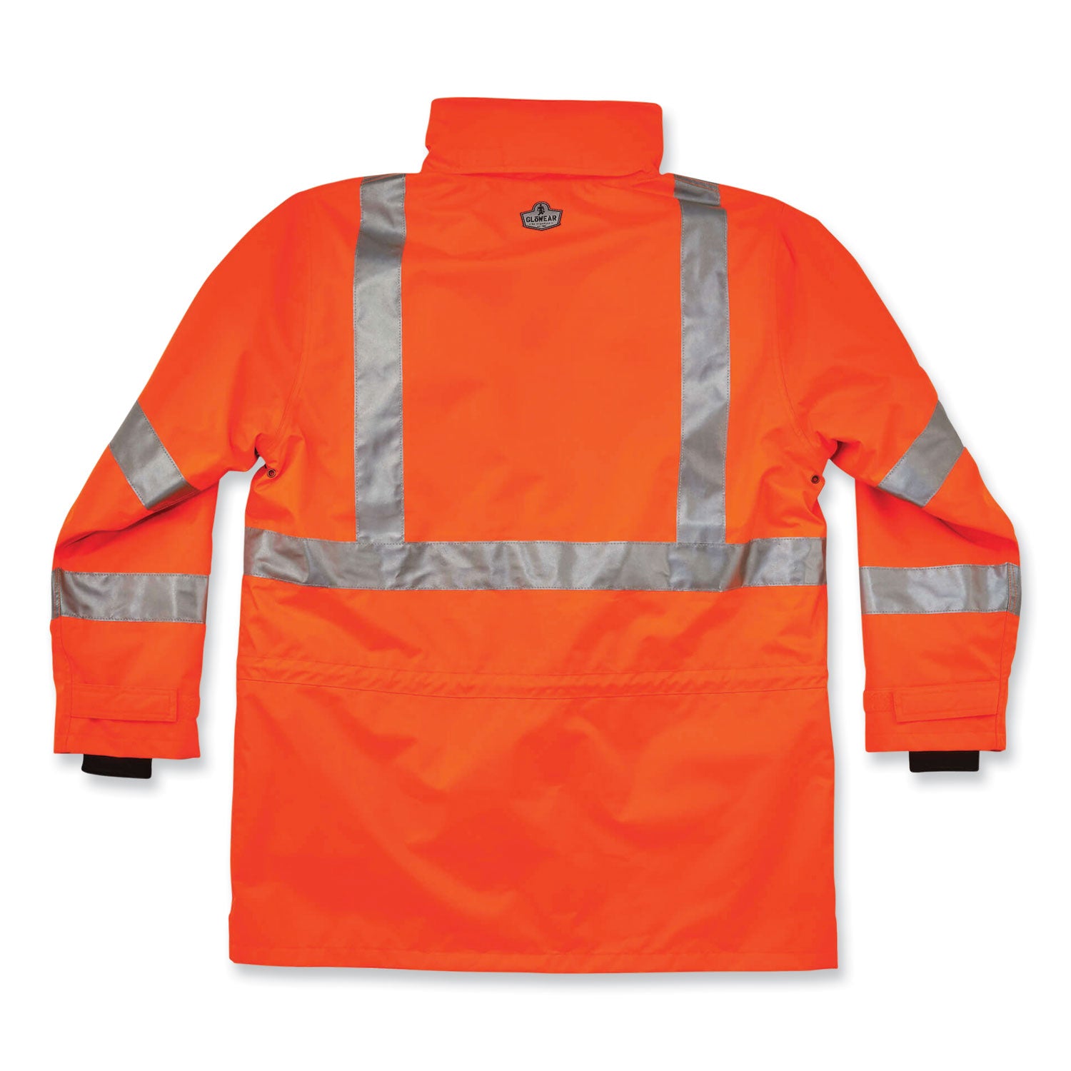Ergodyne GloWear 8385 4-in-1 High Visibility Jacket, Small, Orange, Zipper Closure, Weatherproof, Reflective Strip, Removable Sleeves, Inset Hood, Chest and Cell Phone Pockets, 1 Each