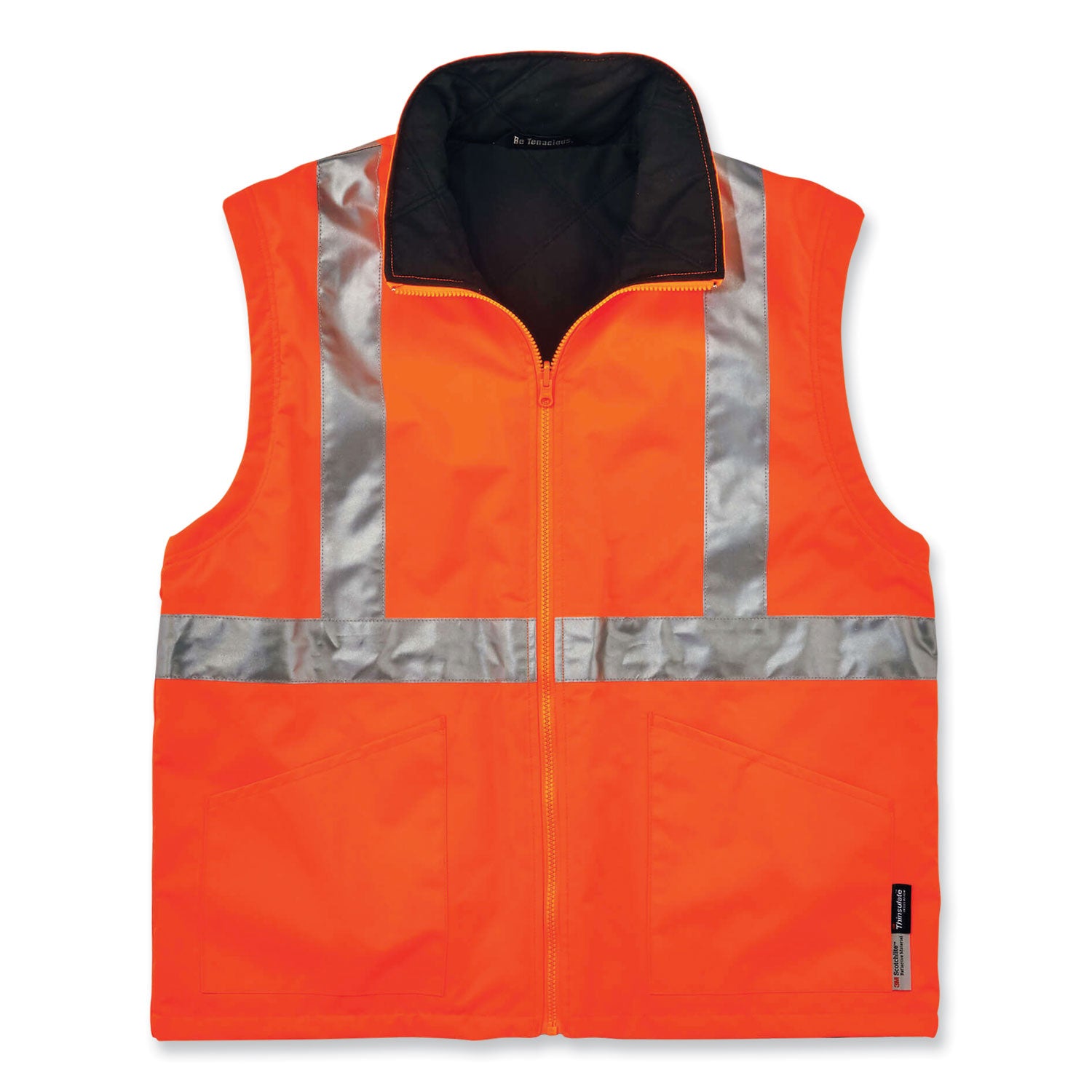 Ergodyne GloWear 8385 4-in-1 High Visibility Jacket, Small, Orange, Zipper Closure, Weatherproof, Reflective Strip, Removable Sleeves, Inset Hood, Chest and Cell Phone Pockets, 1 Each
