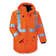 Ergodyne GloWear 8385 4-in-1 High Visibility Jacket, Small, Orange, Zipper Closure, Weatherproof, Reflective Strip, Removable Sleeves, Inset Hood, Chest and Cell Phone Pockets, 1 Each