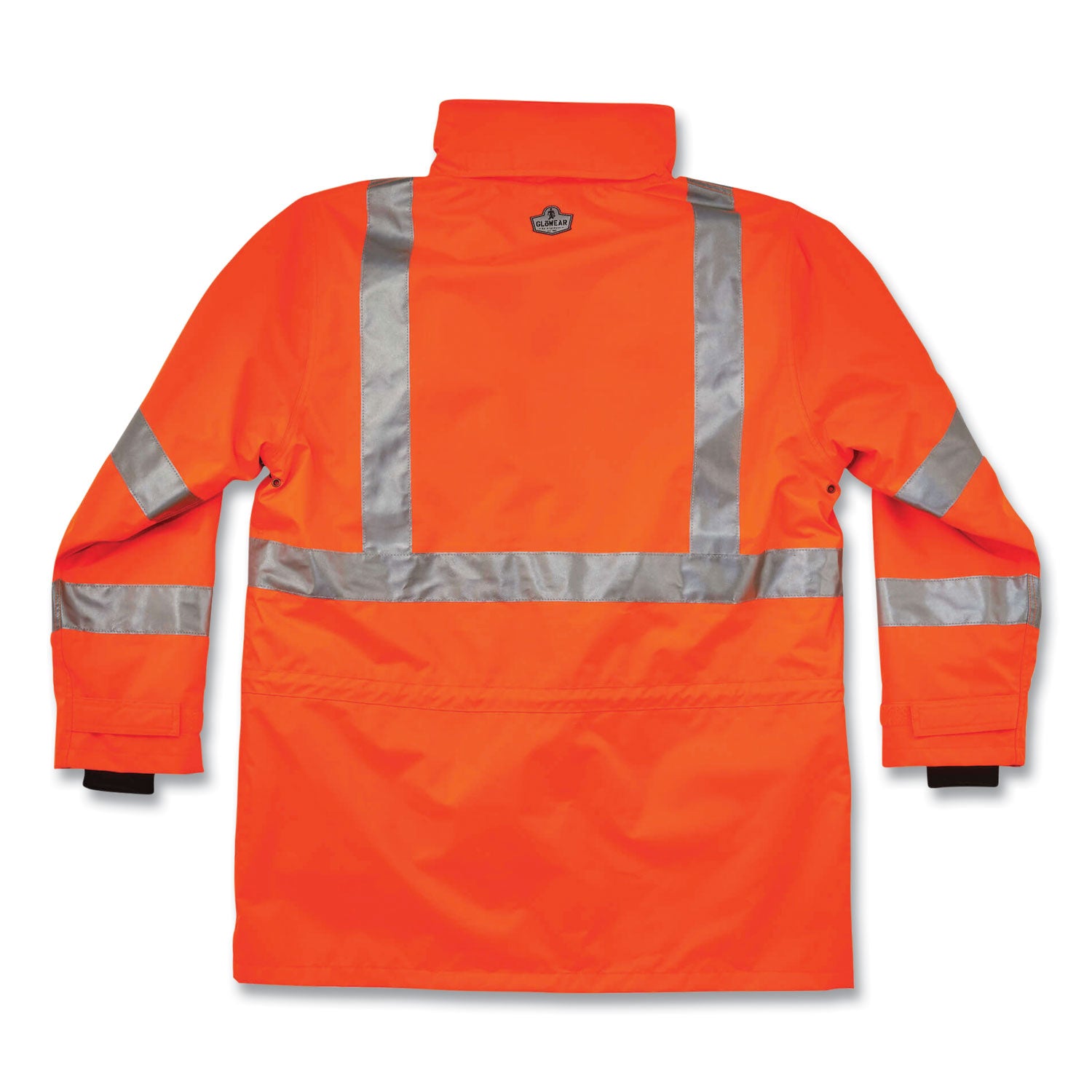 Ergodyne GloWear 8385 4-in-1 High Visibility Jacket, 3X-Large, Orange, Zipper Closure, Removable Sleeves, Inset Hood, Reflective Strips, Breathable, Weatherproof, 1 Each