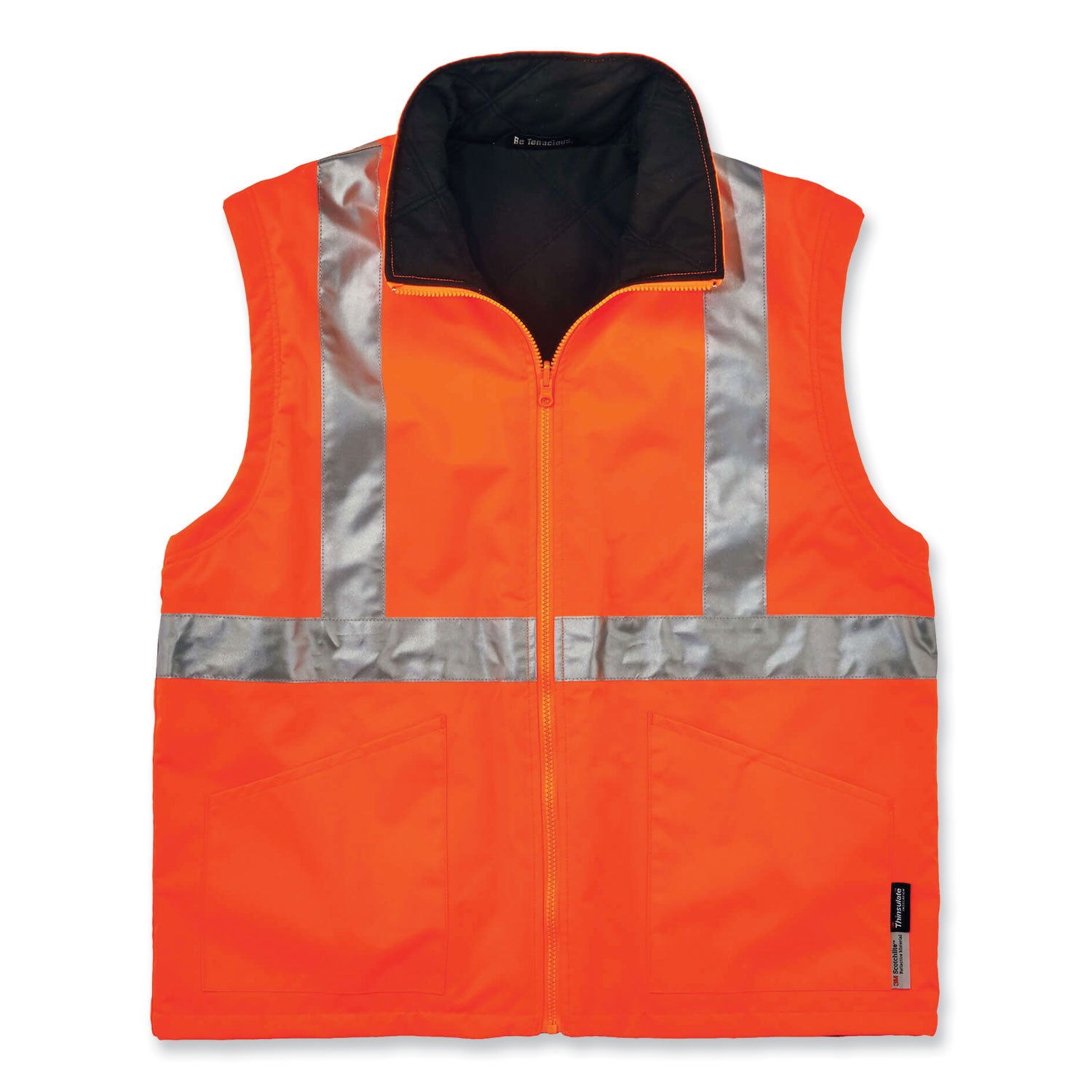 Ergodyne GloWear 4-in-1 High Visibility Jacket, 5X-Large, Orange, Zipper Closure, Removable Sleeves, Inset Hood, Reflective Strips, Breathable, Weatherproof, 1 Each