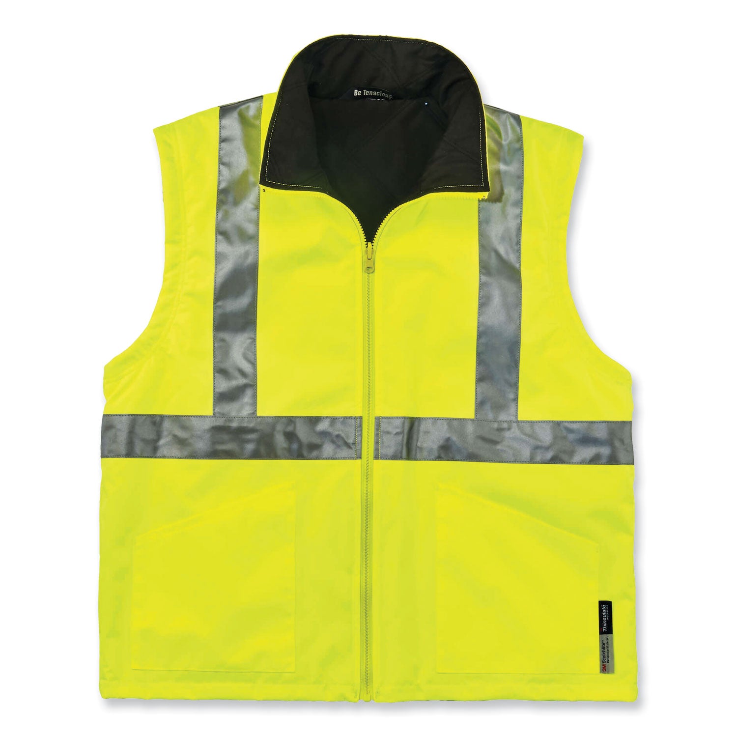 Ergodyne GloWear 4-in-1 High Visibility Jacket, Small, Lime, Zipper Closure, Removable Sleeves, Reflective Strips, Inset Hood, Breathable, Weatherproof, 1 Each