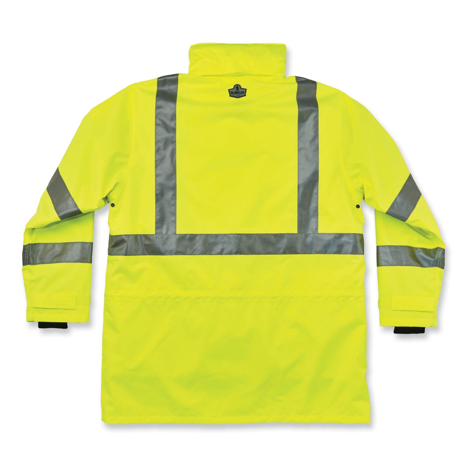 Ergodyne GloWear 8385 4-in-1 High Visibility Jacket, Large, Lime, Zipper Closure, Removable Sleeves, Inset Hood, Reflective Strips, Breathable, Weatherproof, 1 Each