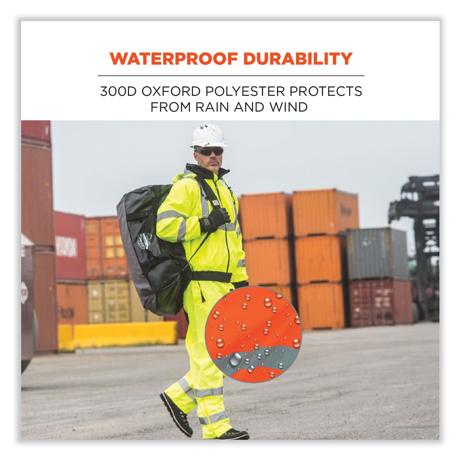 Ergodyne 8915 Class E Rain Pants, Small, Orange, Polyurethane/300D Oxford Polyester/Polyester Mesh, 1 Each