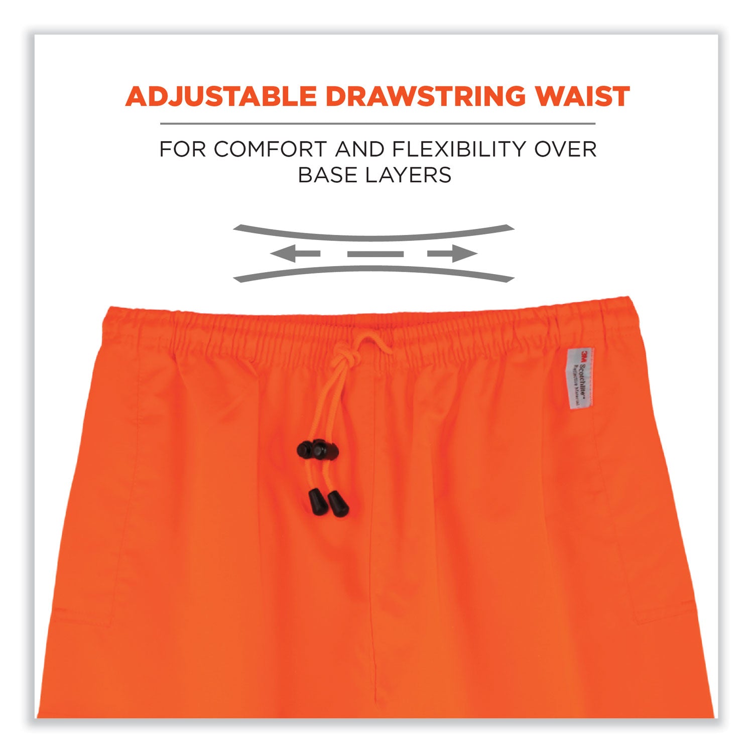 Ergodyne 8915 Class E Rain Pants, Large, Orange, 300D Oxford Polyester/Polyurethane/Polyester Mesh, 1 Each