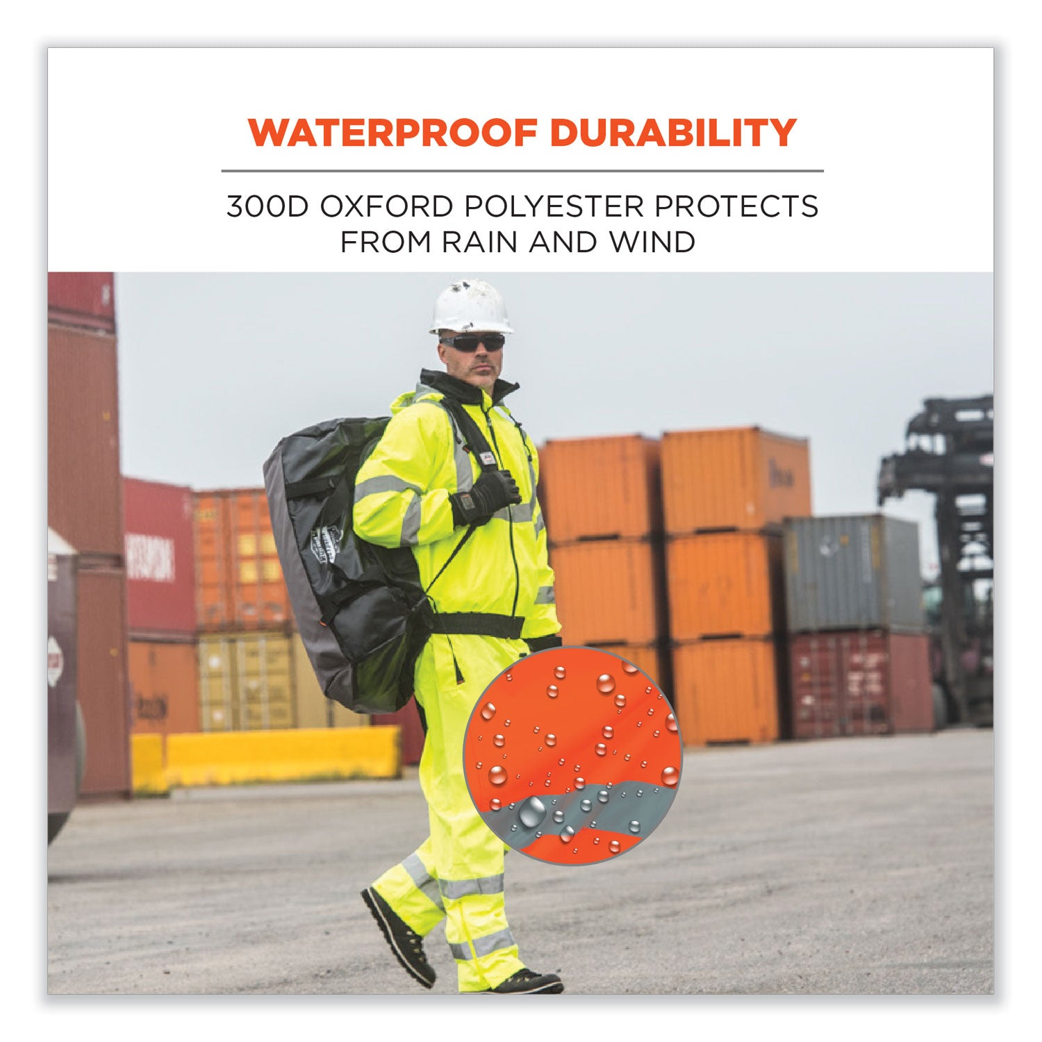 Ergodyne 8915 Class E Rain Pants, Extra Large (XL), Orange, 300D Oxford Polyester/Polyurethane/Polyester Mesh, 1 Each