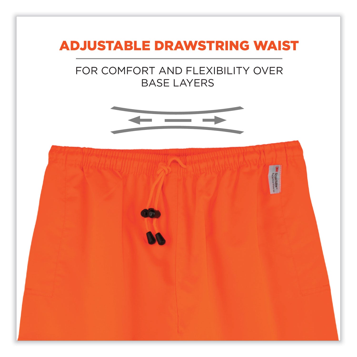 Ergodyne 8915 Class E Rain Pants, Extra Large (XL), Orange, 300D Oxford Polyester/Polyurethane/Polyester Mesh, 1 Each