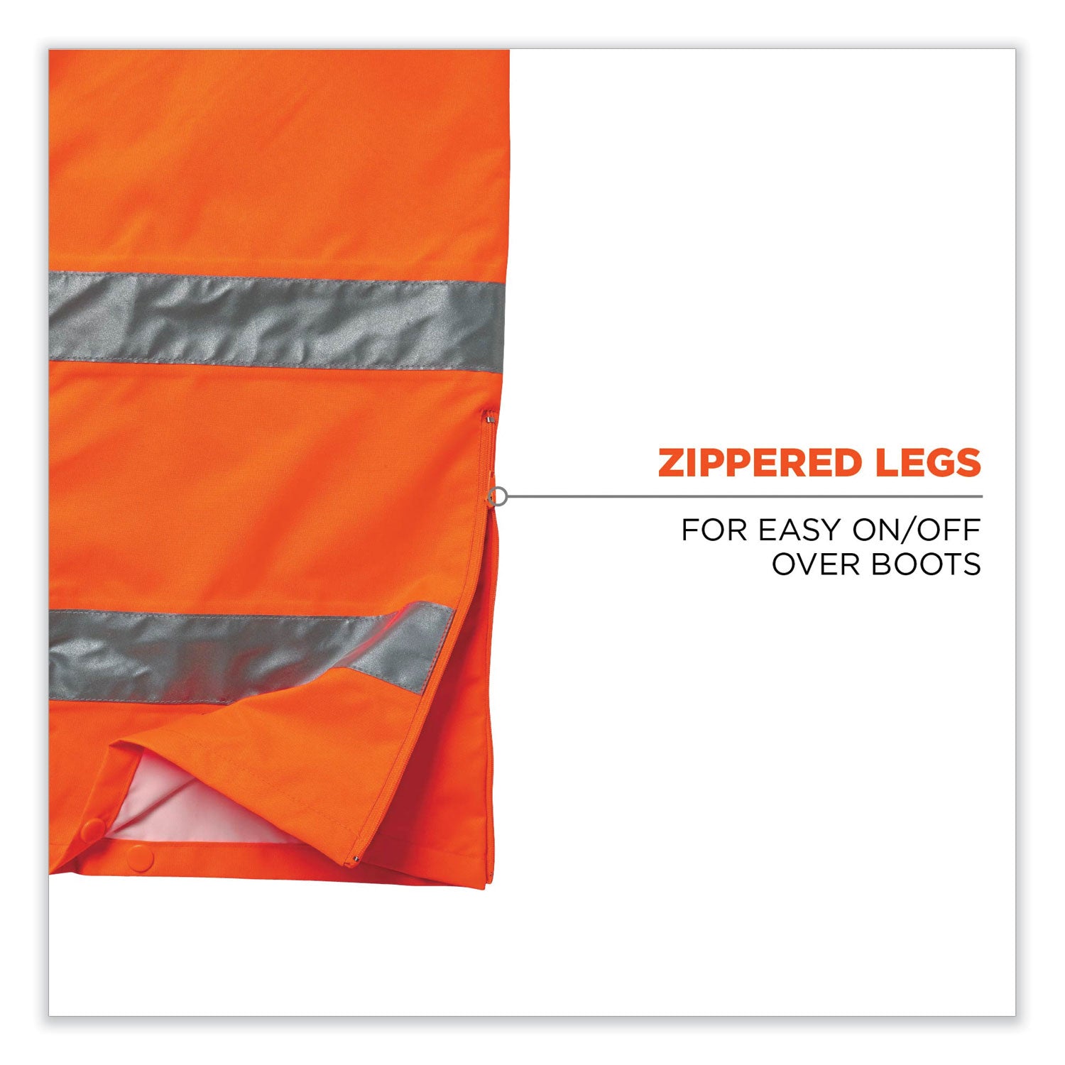 Ergodyne 8915 Class E Rain Pants, Extra Large (XL), Orange, 300D Oxford Polyester/Polyurethane/Polyester Mesh, 1 Each