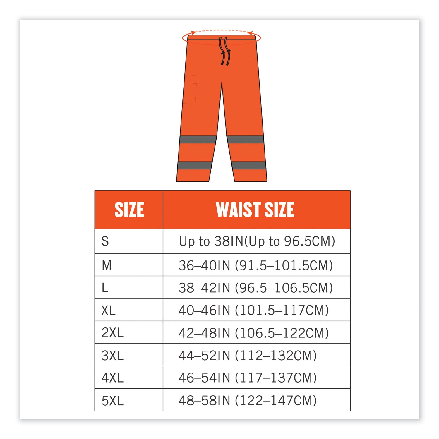 Ergodyne 8915 Class E Rain Pants, Extra Large (XL), Orange, 300D Oxford Polyester/Polyurethane/Polyester Mesh, 1 Each