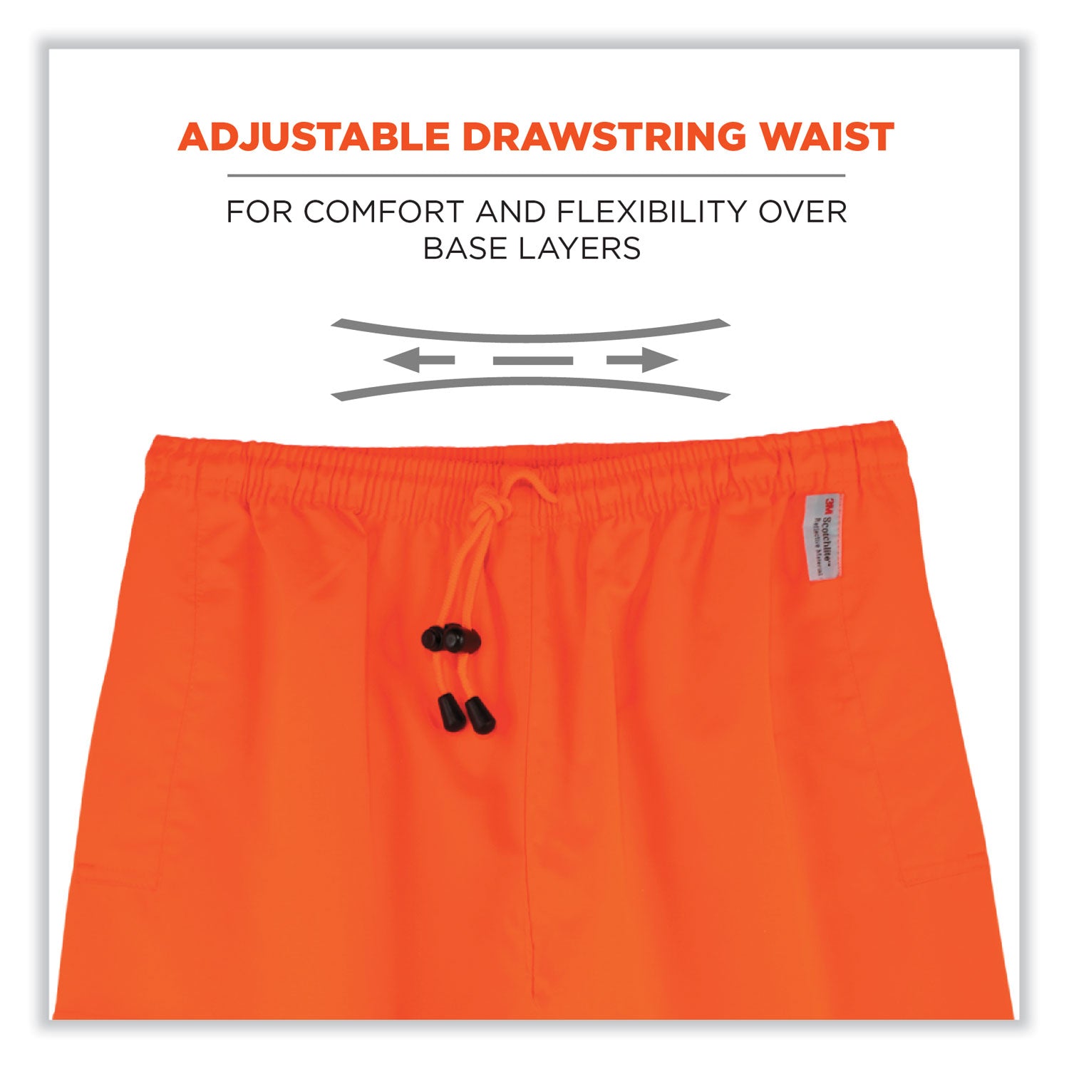 Ergodyne GloWear 8915 Class E Hi-Vis Rain Pants, 2X-Large, Orange, 300D Oxford Polyester/Polyurethane, 1 Each