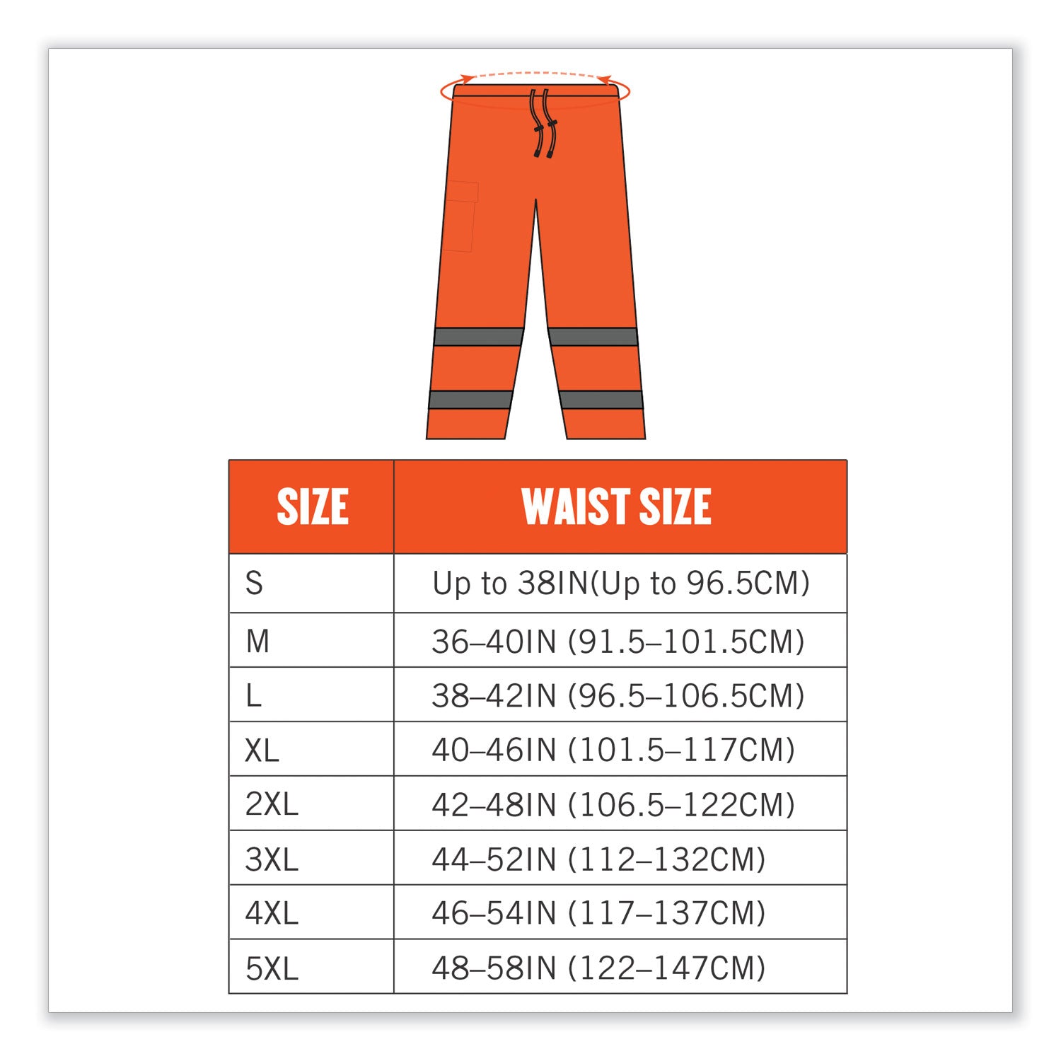 Ergodyne GloWear 8915 Class E Hi-Vis Rain Pants, 5XL, Orange, 300D Oxford Polyester/Polyurethane, 1 Each