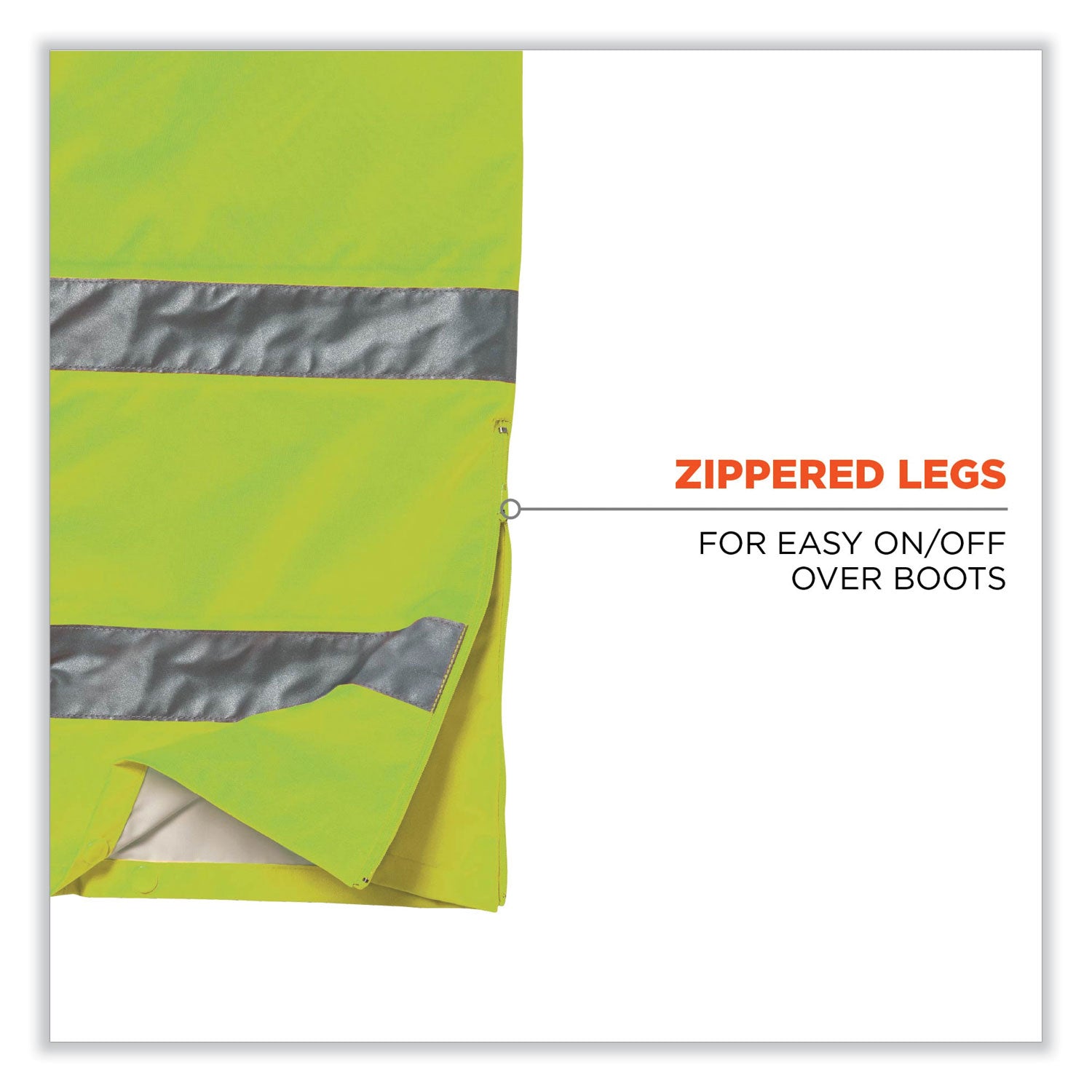 Ergodyne 8915 Class E Rain Pants - For Rain Protection - Small (S) Size - Lime - 300D Oxford Polyester, Polyurethane, Polyester Mesh