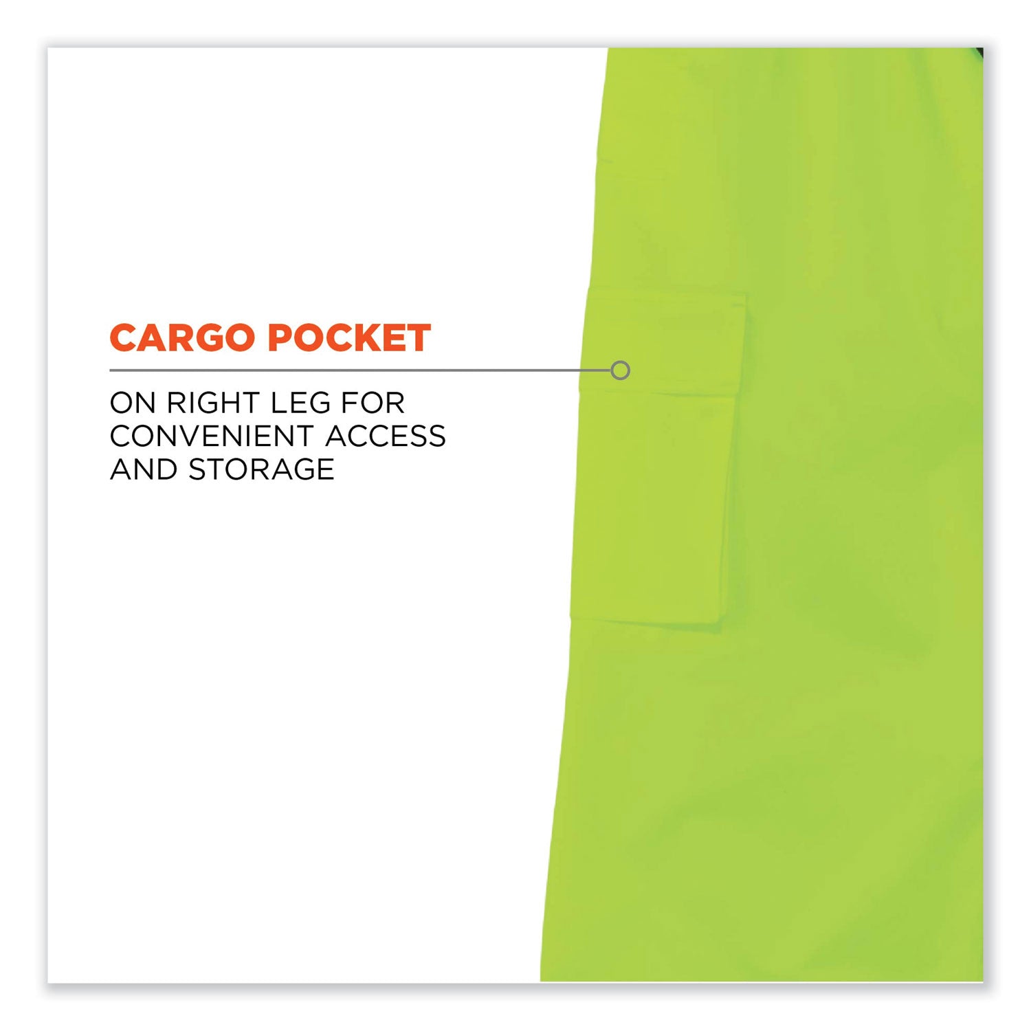 Ergodyne GloWear 8915 Class E Hi-Vis Rain Pants, Large, Lime, 300D Oxford Polyester/Polyurethane, 1 Each