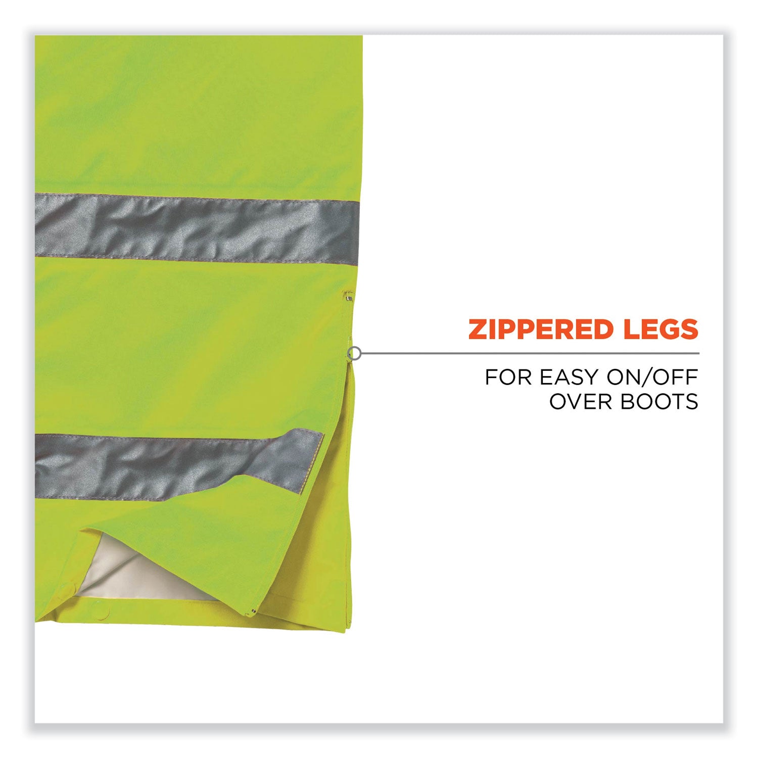 Ergodyne GloWear 8915 Class E Hi-Vis Rain Pants, Extra Large (XL), Lime, 300D Oxford Polyester/Polyurethane, 1 Each