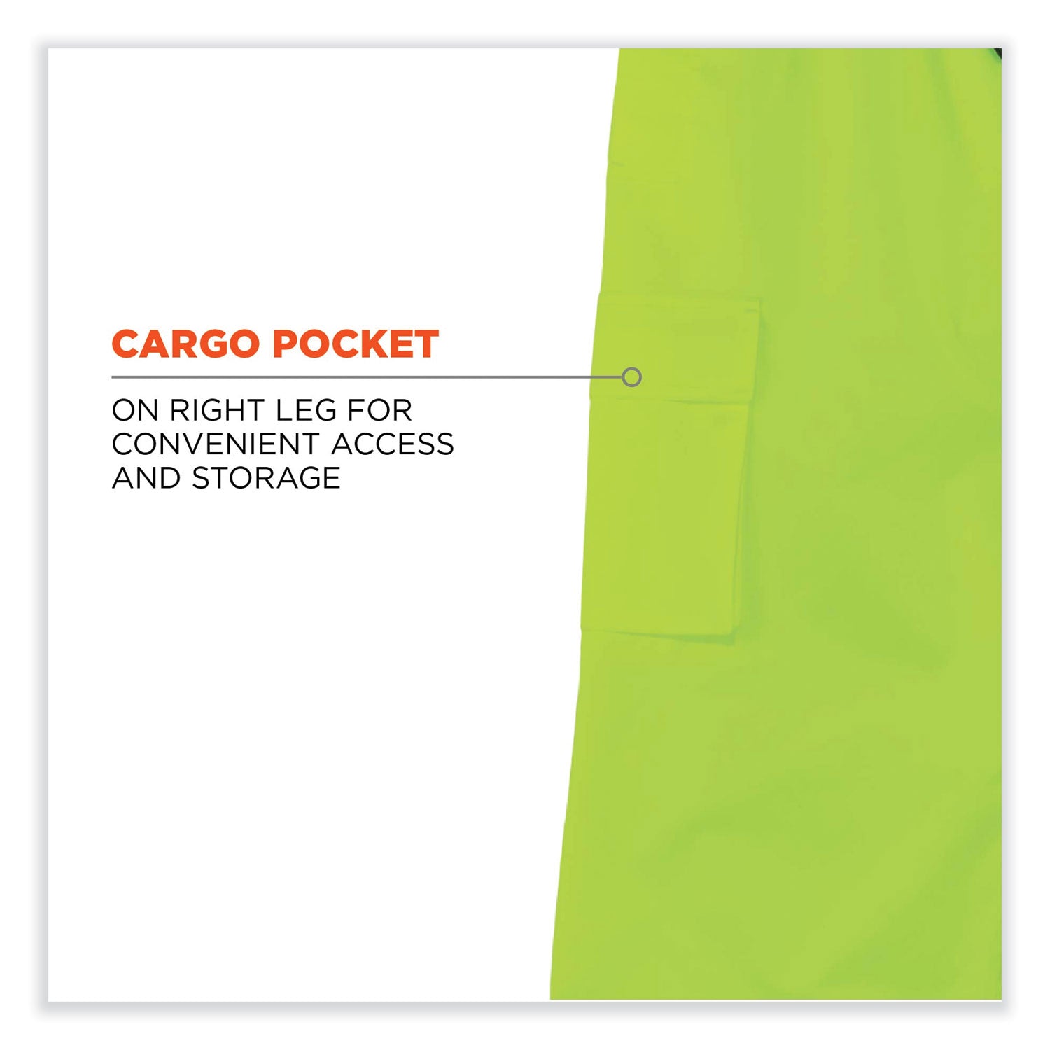 Ergodyne GloWear 8915 Class E Hi-Vis Rain Pants, Extra Large (XL), Lime, 300D Oxford Polyester/Polyurethane, 1 Each