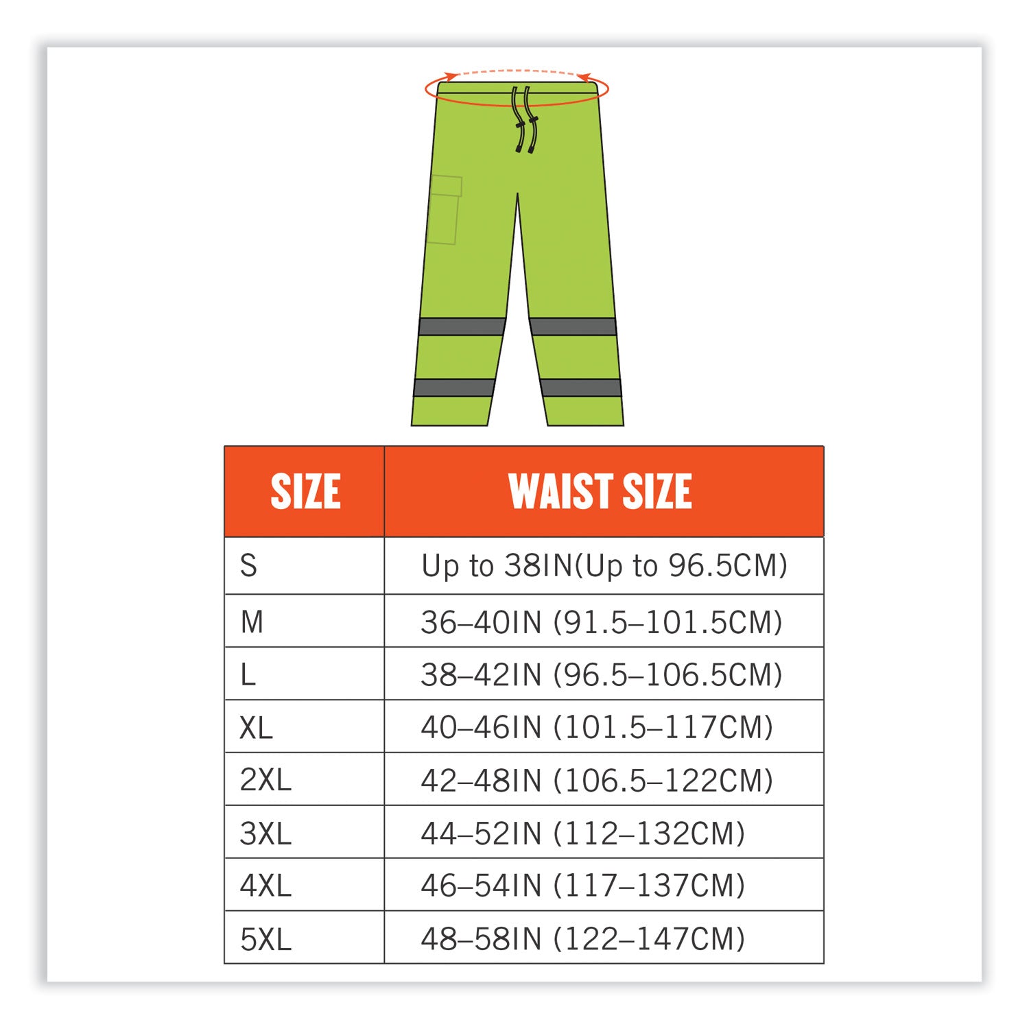 Ergodyne GloWear 8915 Class E Hi-Vis Rain Pants, Extra Large (XL), Lime, 300D Oxford Polyester/Polyurethane, 1 Each