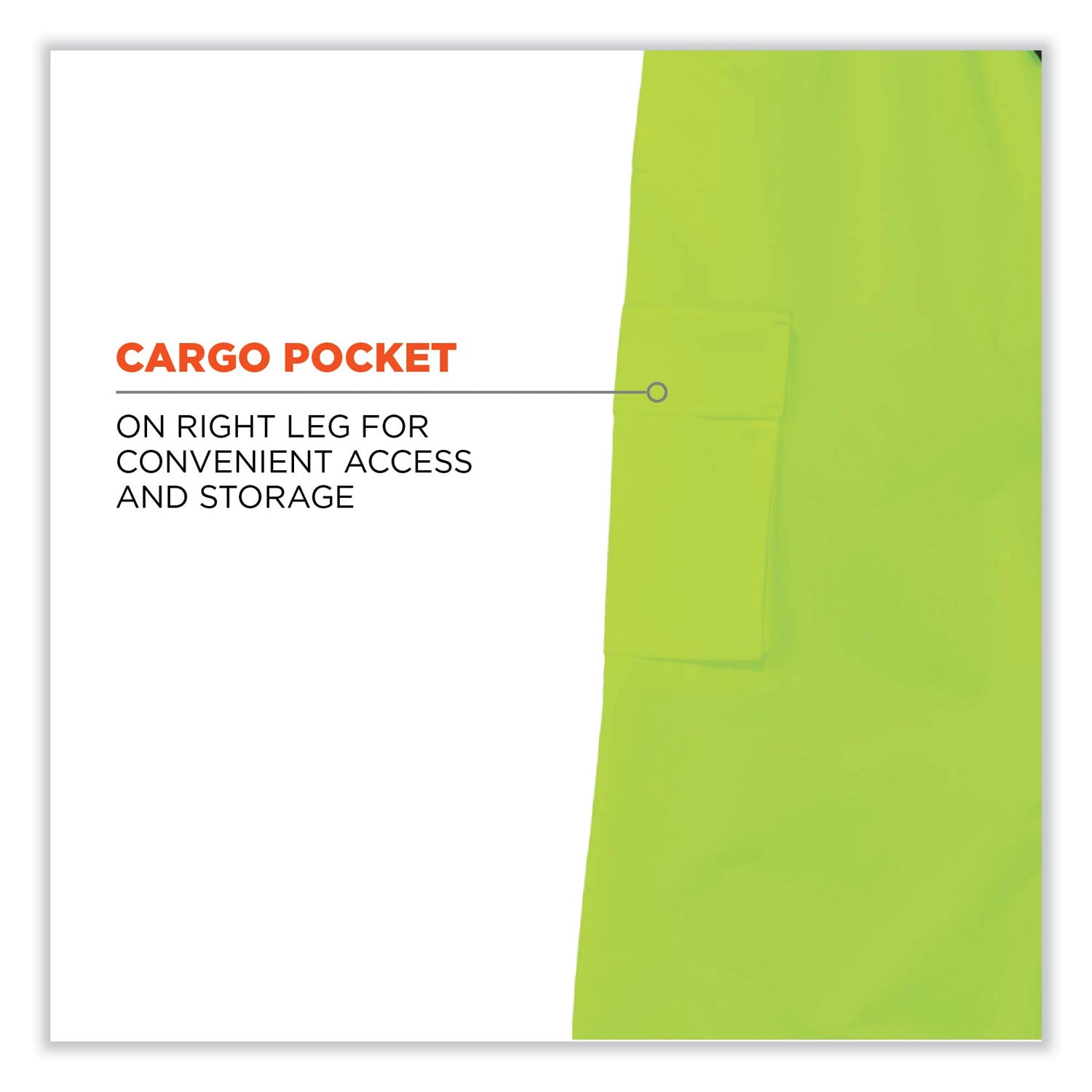 Ergodyne 8915 Class E Rain Pants, 2X-Large, Lime, 300D Oxford Polyester/Polyurethane/Polyester Mesh, 1 Each