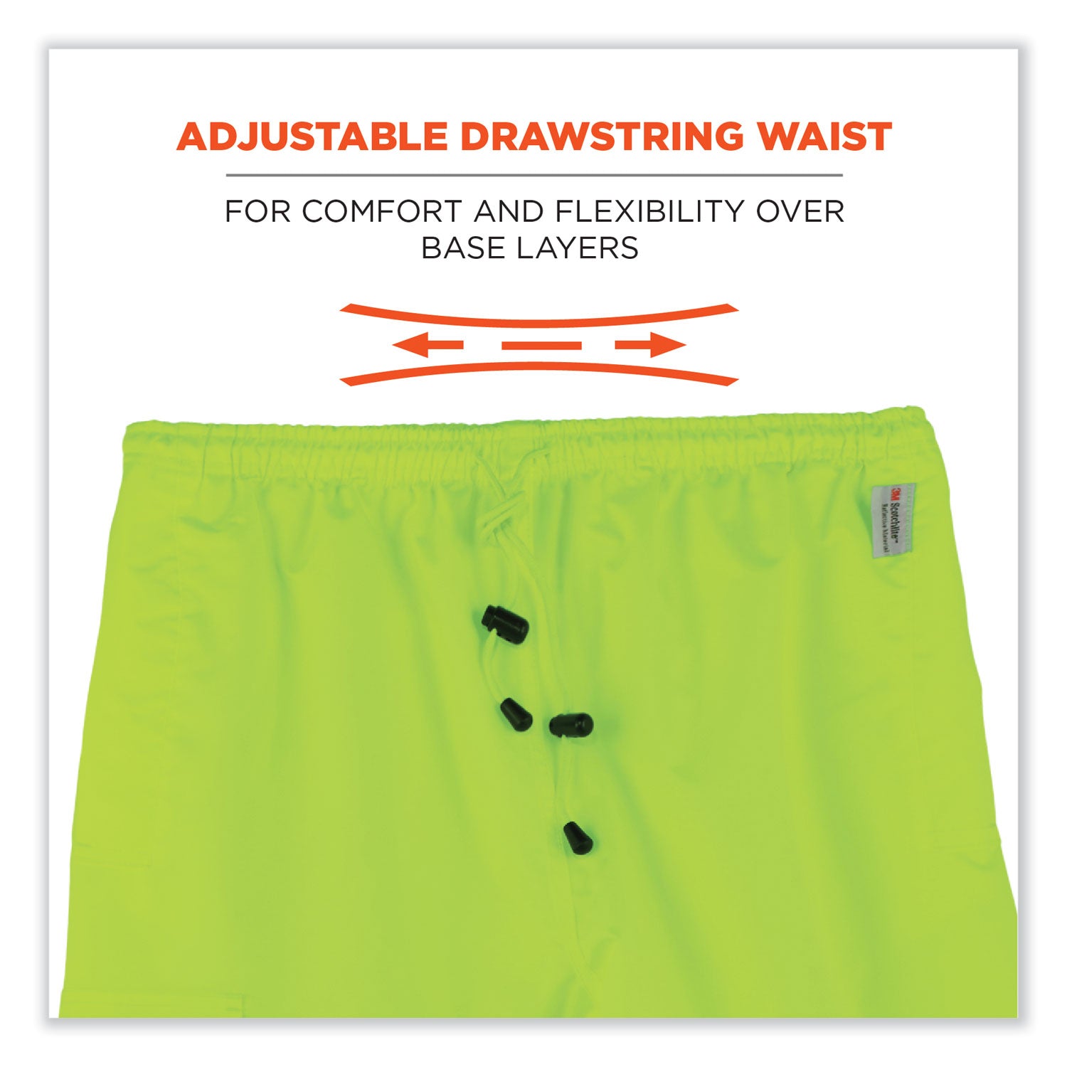 Ergodyne GloWear 8915 Class E Hi-Vis Rain Pants, 3X-Large, Lime, 300D Oxford Polyester with Polyurethane Coating, 1 Each