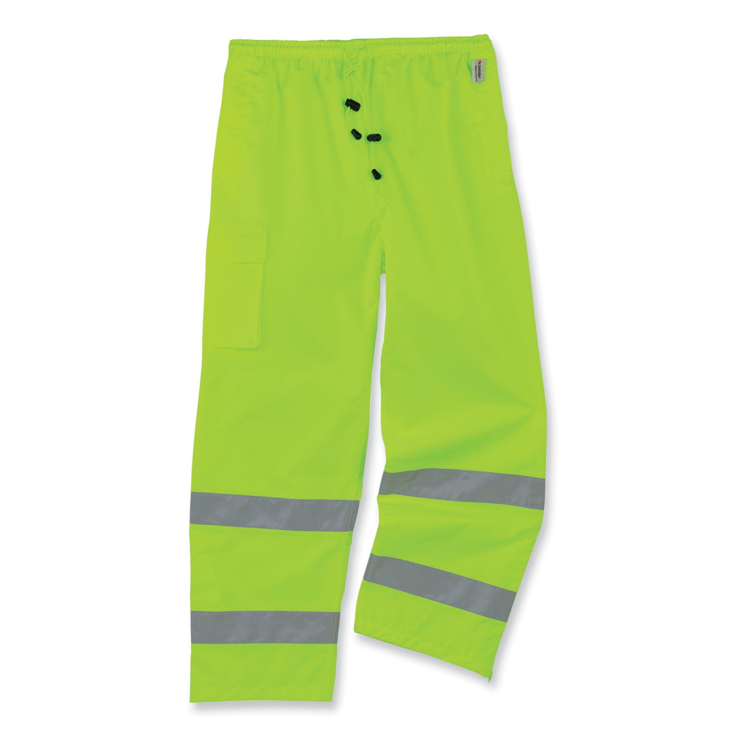 Ergodyne GloWear 8915 Class E Hi-Vis Rain Pants, 3X-Large, Lime, 300D Oxford Polyester with Polyurethane Coating, 1 Each