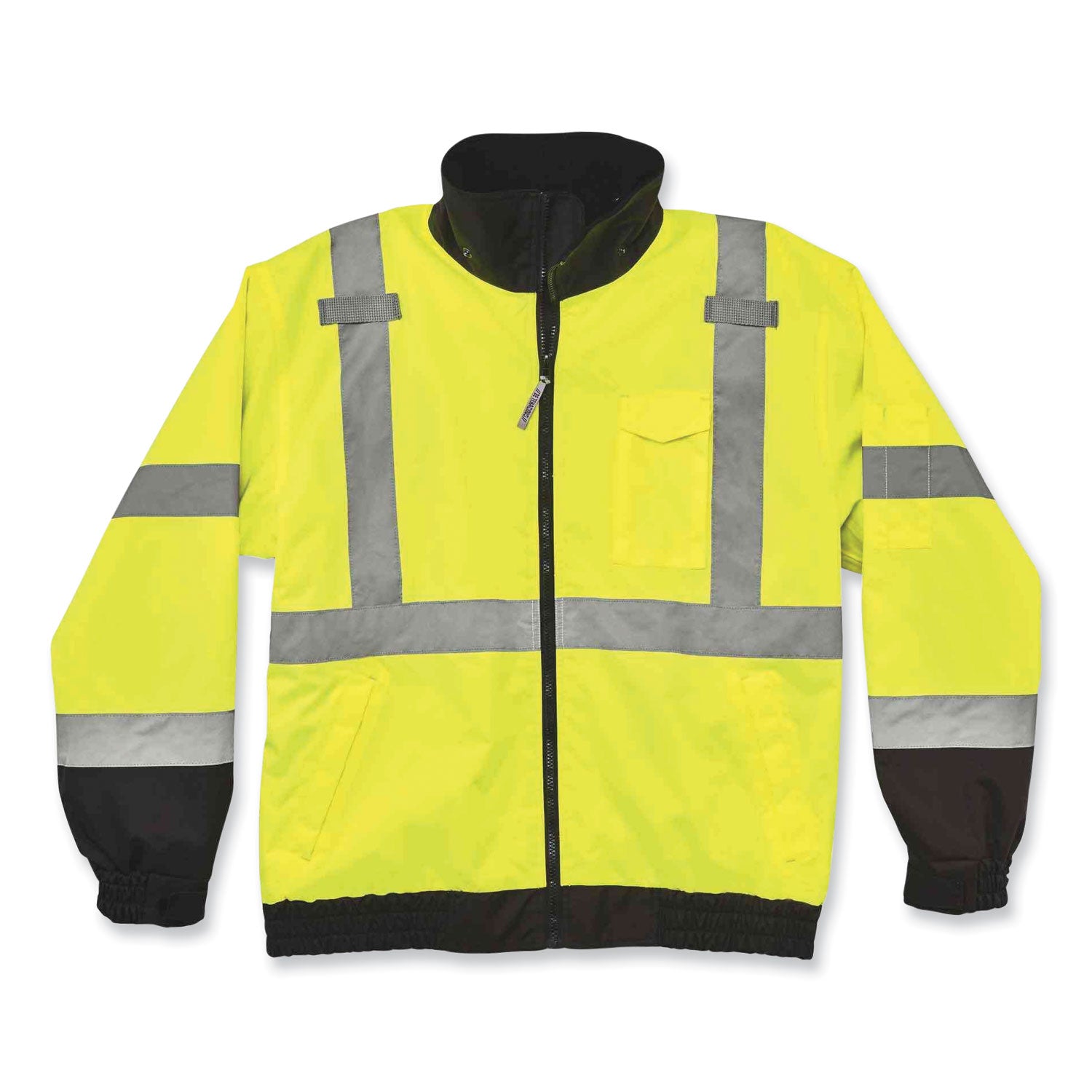 GloWear 8379 Class 3 Hi-Vis Fleece Lined Bomber Jacket, Lime, Small