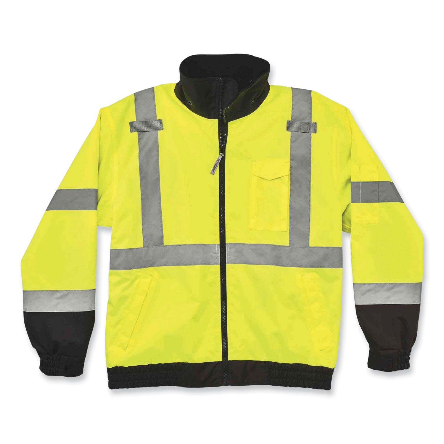 GloWear 8379 Class 3 Hi-Vis Fleece Lined Bomber Jacket, Lime, Medium