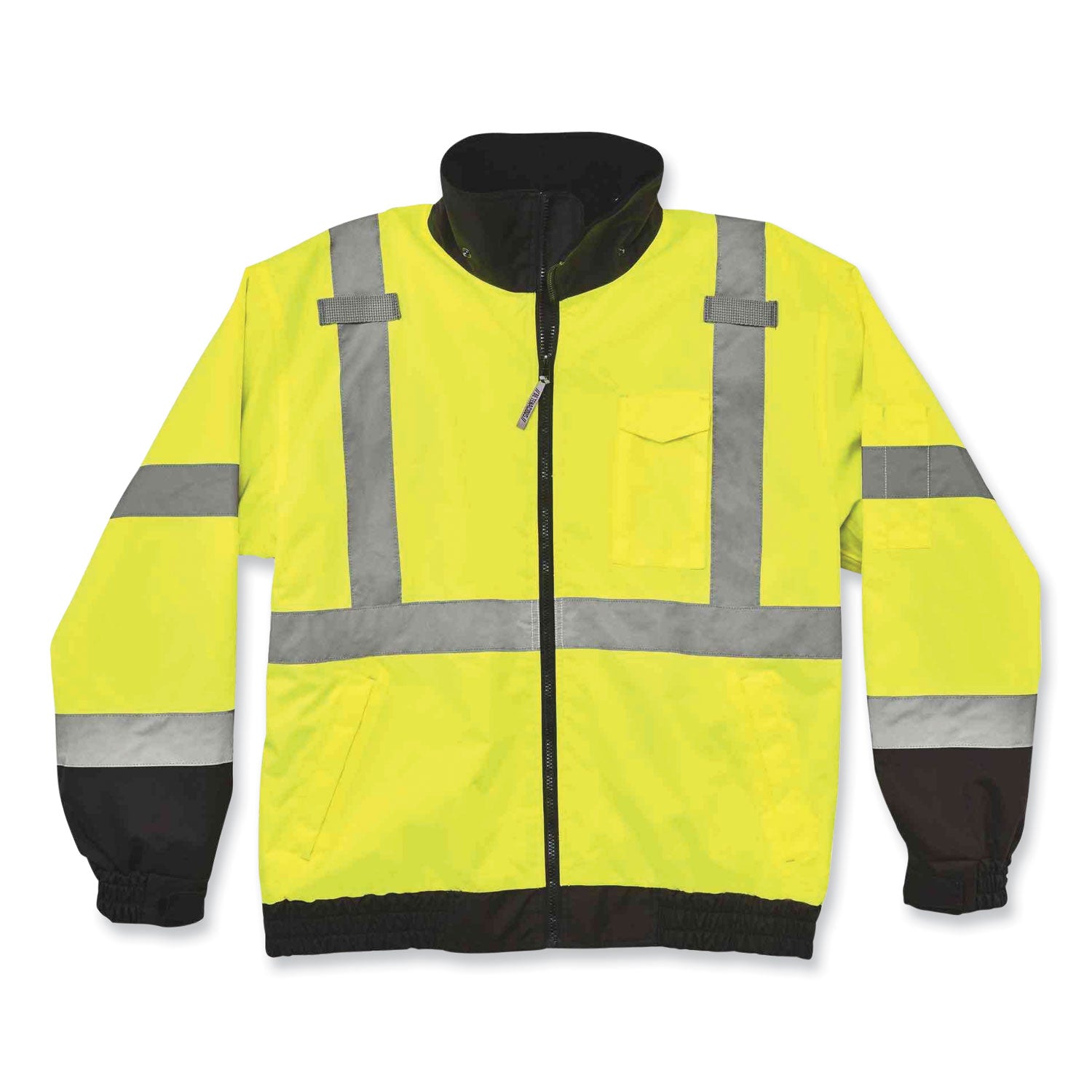 GloWear 8379 Class 3 Hi-Vis Fleece Lined Bomber Jacket, Lime, 2X-Large