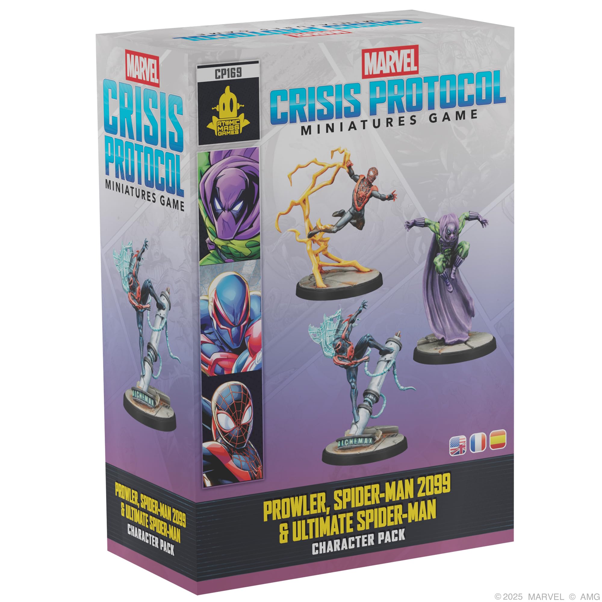 Asmodee Marvel: Crisis Protocol Prowler, Spider-Man 2099 & Ultimate Spider-Man Character Pack - Tabletop Superhero Game, Ages 14+, 2 Players, 90 Min Playtime